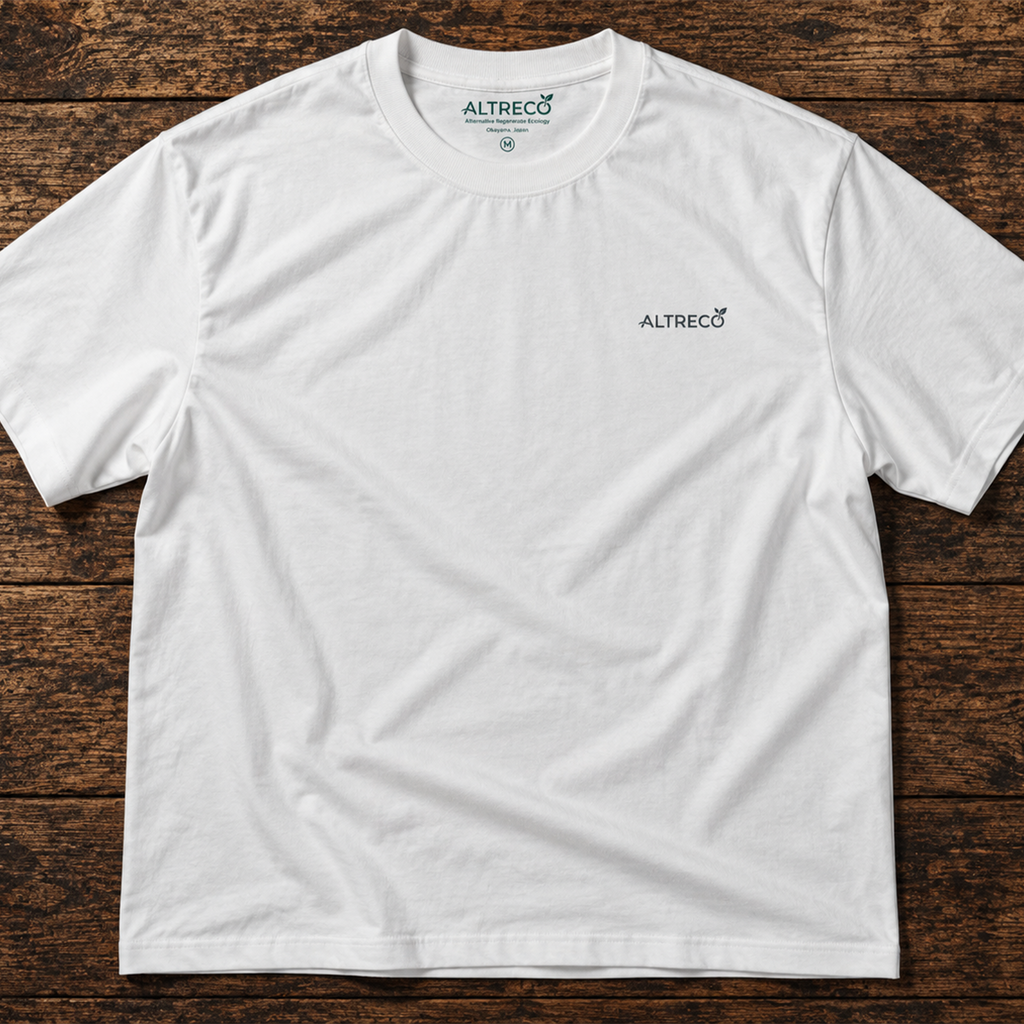 ALTRECO ネイティブコットンS/S MILK WHITE 前面 ALTRECOロゴ