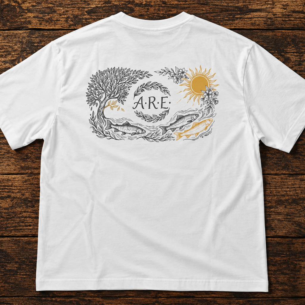 ALTRECO ネイティブコットンS/S MILK WHITE バックプリント A.R.E.グラフィック詳細